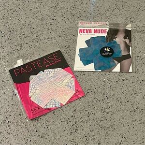 NWT X Shaped Pasties Set with Holographic Iridescent and Blue Leopard Designs